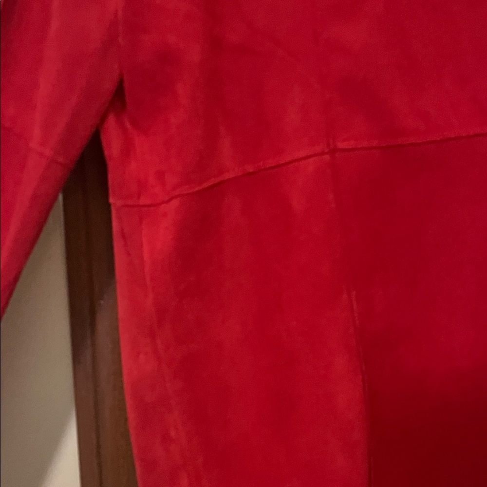 bagatelle Red Draped Open-Front Suede Blazer Large - Picture 10 of 12